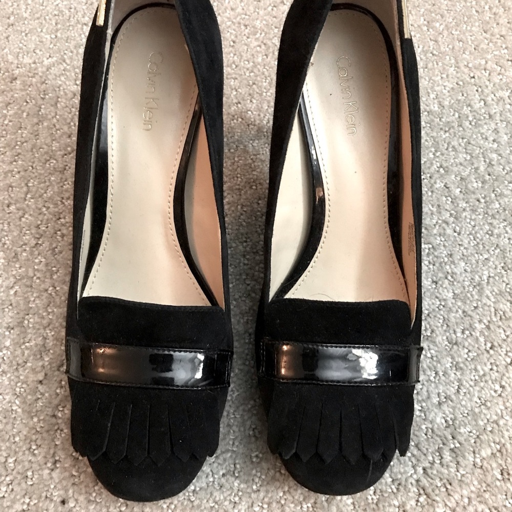 Calvin Klein black suede high heel pumps